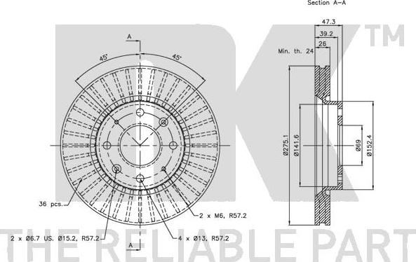 NK 203512 - Спирачен диск vvparts.bg