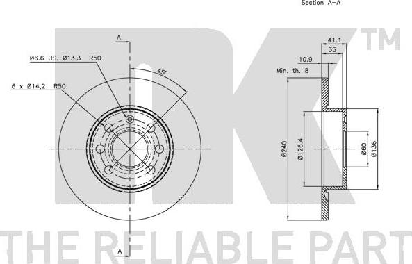 NK 313641 - Спирачен диск vvparts.bg