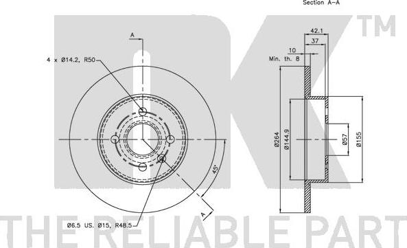 NK 203655 - Спирачен диск vvparts.bg