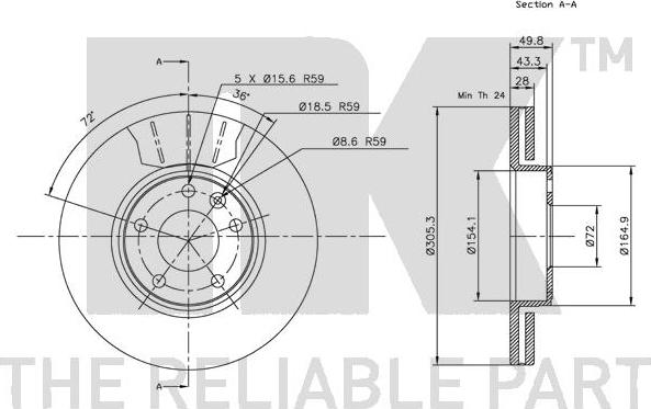 NK 203639 - Спирачен диск vvparts.bg