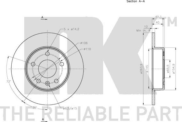 NK 203674 - Спирачен диск vvparts.bg