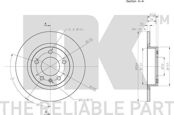 NK 313672 - Спирачен диск vvparts.bg