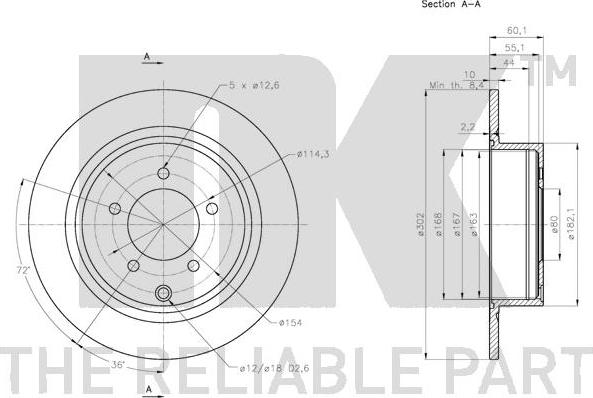 NK 313083 - Спирачен диск vvparts.bg