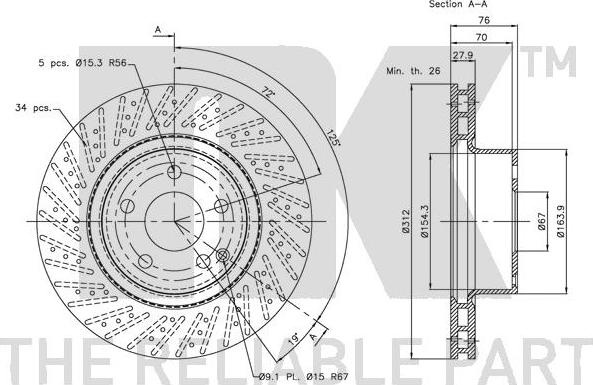 NK 203353 - Спирачен диск vvparts.bg