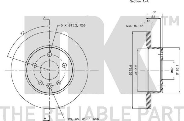 NK 203367 - Спирачен диск vvparts.bg