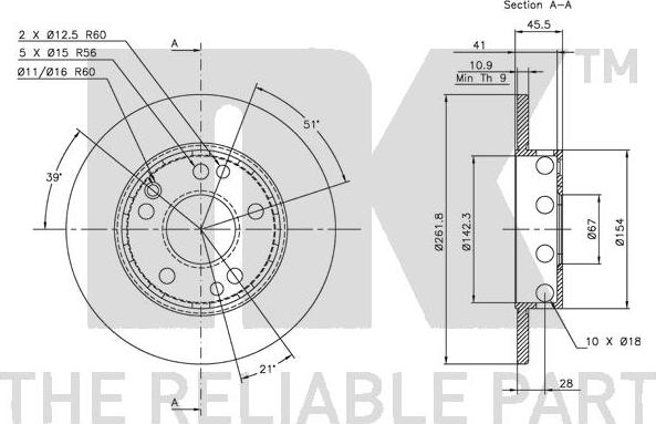 NK 313306 - Спирачен диск vvparts.bg