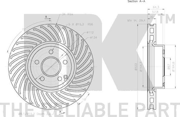 NK 2033103 - Спирачен диск vvparts.bg