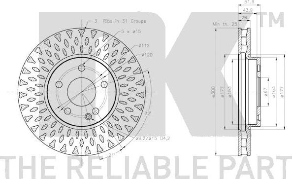 NK 3133136 - Спирачен диск vvparts.bg