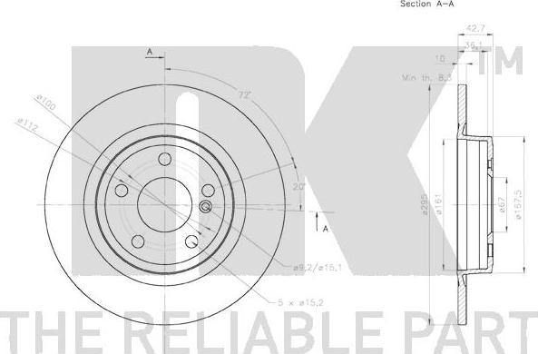 NK 2033126 - Спирачен диск vvparts.bg