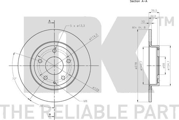 NK 203280 - Спирачен диск vvparts.bg