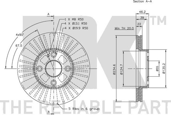 NK 313234 - Спирачен диск vvparts.bg