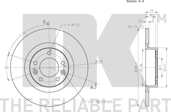 NK 203744 - Спирачен диск vvparts.bg