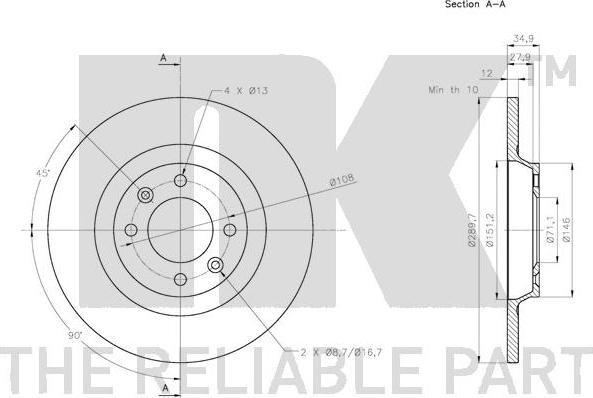 NK 313743 - Спирачен диск vvparts.bg