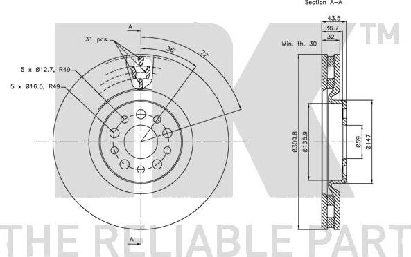 NK 203730 - Спирачен диск vvparts.bg