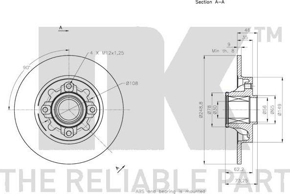 NK 203738 - Спирачен диск vvparts.bg