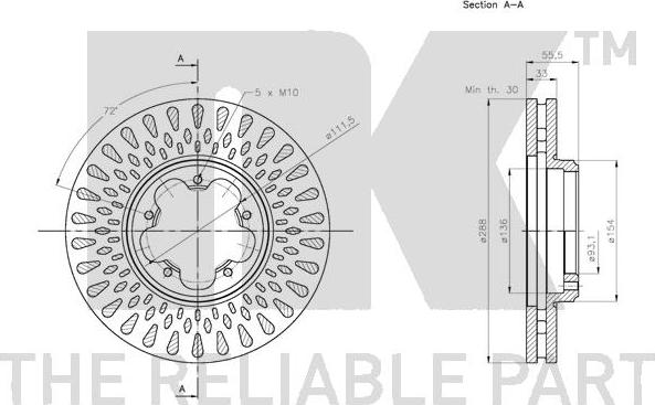 NK 202589 - Спирачен диск vvparts.bg