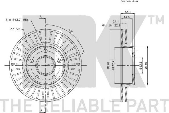 NK 202538 - Спирачен диск vvparts.bg