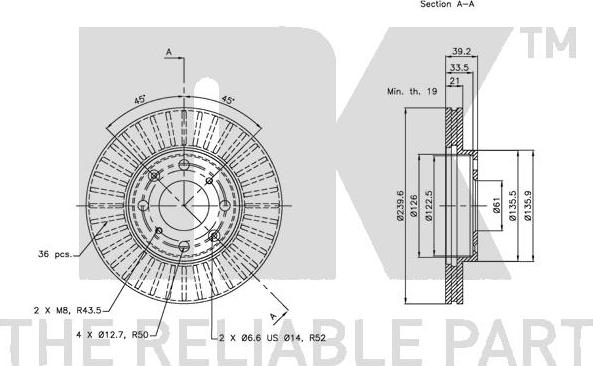 NK 312628 - Спирачен диск vvparts.bg