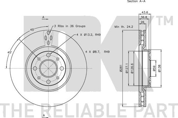 NK 312344 - Спирачен диск vvparts.bg