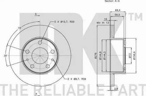 NK 312346 - Спирачен диск vvparts.bg