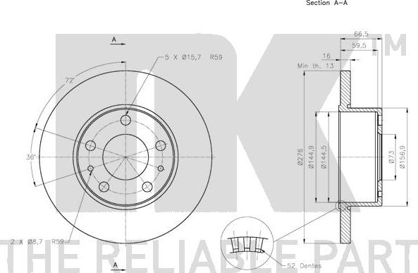 NK 202354 - Спирачен диск vvparts.bg