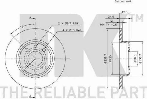 NK 312311 - Спирачен диск vvparts.bg