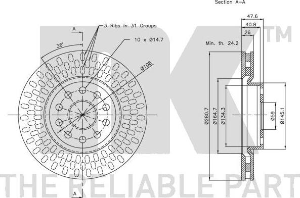 NK 202335 - Спирачен диск vvparts.bg