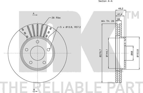 NK 312256 - Спирачен диск vvparts.bg