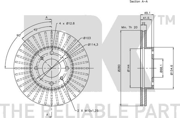 NK 312251 - Спирачен диск vvparts.bg