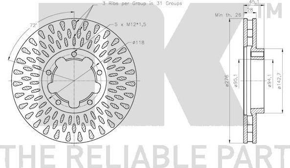 NK 312286 - Спирачен диск vvparts.bg