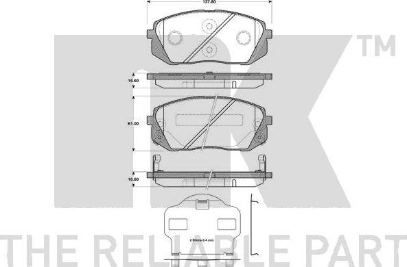 NK 223430 - Комплект спирачно феродо, дискови спирачки vvparts.bg