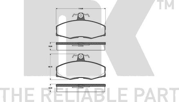 NK 222512 - Комплект спирачно феродо, дискови спирачки vvparts.bg