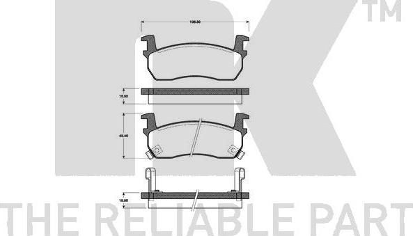 NK 222224 - Комплект феродо за накладки, дискова ръчна спирачка vvparts.bg