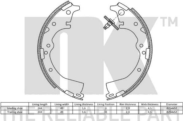 NK 2745426 - Комплект спирачна челюст vvparts.bg