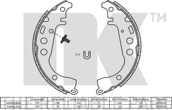 NK 2745617 - Комплект спирачна челюст vvparts.bg