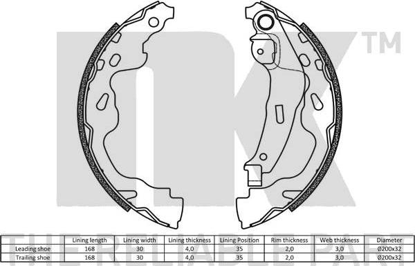 NK 2745705 - Комплект спирачна челюст vvparts.bg