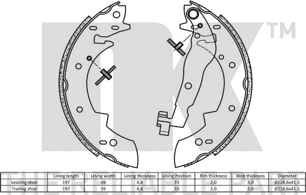 NK 2715447 - Комплект спирачна челюст vvparts.bg