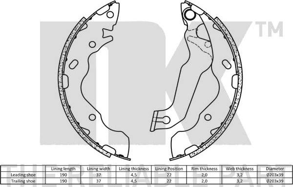 NK 2734704 - Комплект спирачна челюст vvparts.bg