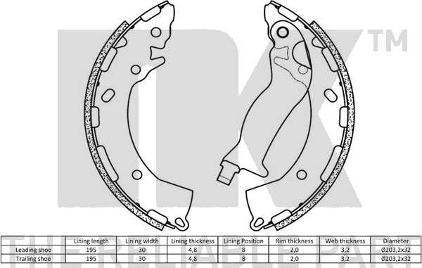 NK 2735828 - Комплект спирачна челюст vvparts.bg