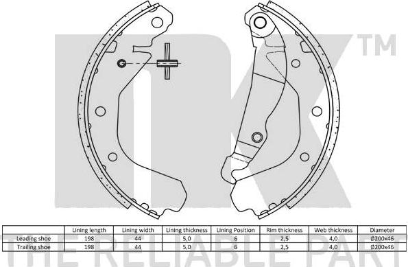 NK 2736409 - Комплект спирачна челюст vvparts.bg