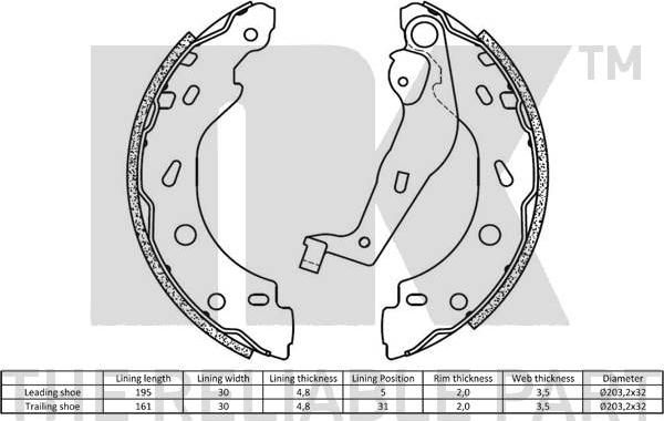 NK 2733863 - Комплект спирачна челюст vvparts.bg