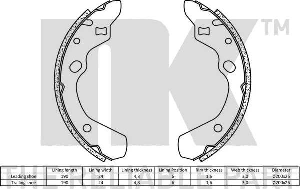 NK 2732500 - Комплект спирачна челюст vvparts.bg