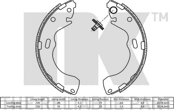 NK 2732616 - Комплект спирачна челюст vvparts.bg