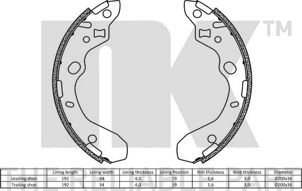 NK 2732611 - Комплект спирачна челюст vvparts.bg