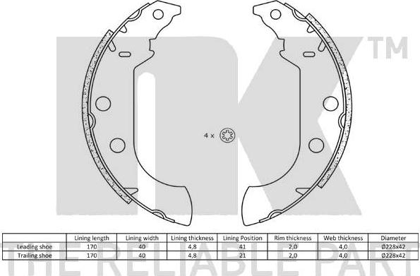 NK 2737489 - Комплект спирачна челюст vvparts.bg