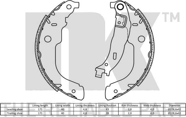 NK 2737741 - Комплект спирачна челюст vvparts.bg