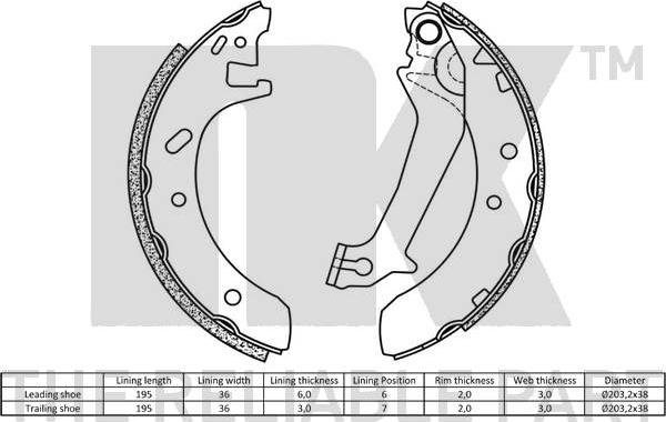 NK 2725574 - Комплект спирачна челюст vvparts.bg