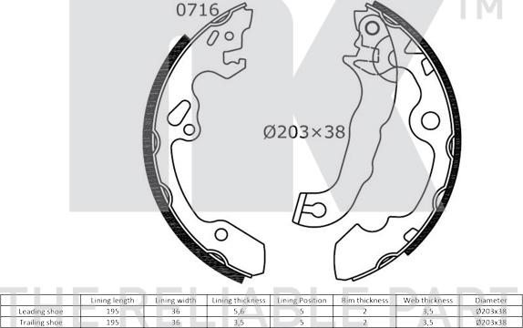 NK 2725632 - Комплект спирачна челюст vvparts.bg