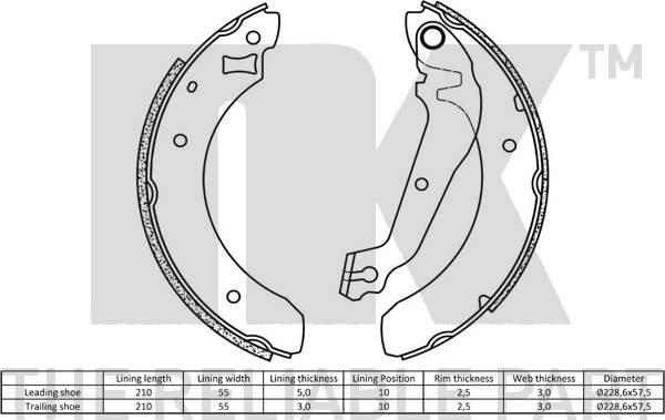 NK 2725376 - Комплект спирачна челюст vvparts.bg