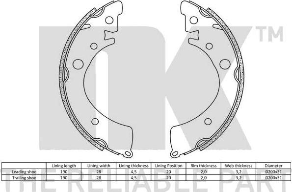 NK 2726435 - Комплект спирачна челюст vvparts.bg